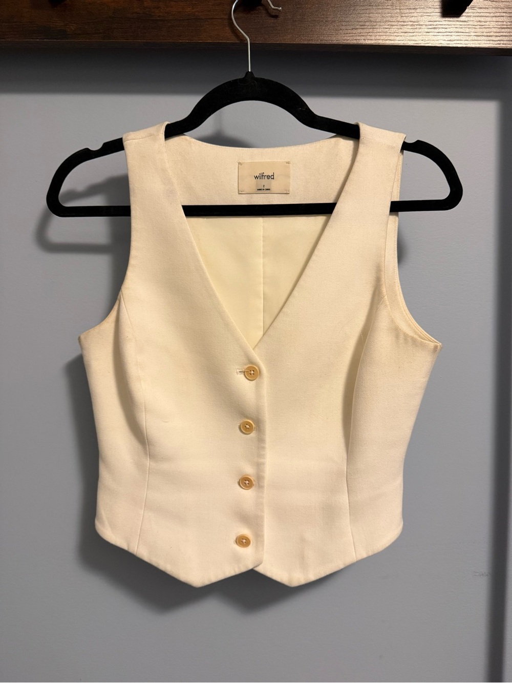 Wilfred Cream V-Neck Button Front Vest Top